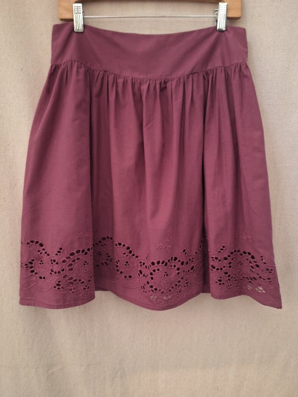 Mimi Chica Eggplant Cotton Eyelet Skirt M Coquette Cottagecore